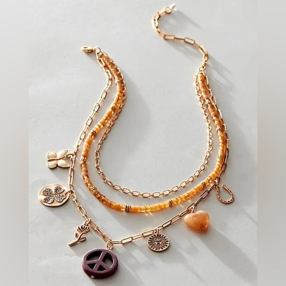 Free People Jewelry - Free People| Fun In The Sun Layered Necklace - Gold/Orange